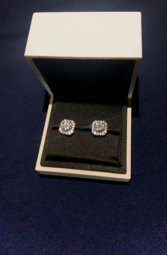 Moissanite Halo Earrings